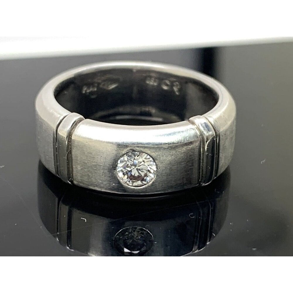 Engagement Ring Platinum Diamond 0.30ct 7mm Wide Band PT950 Women's Size 7.5